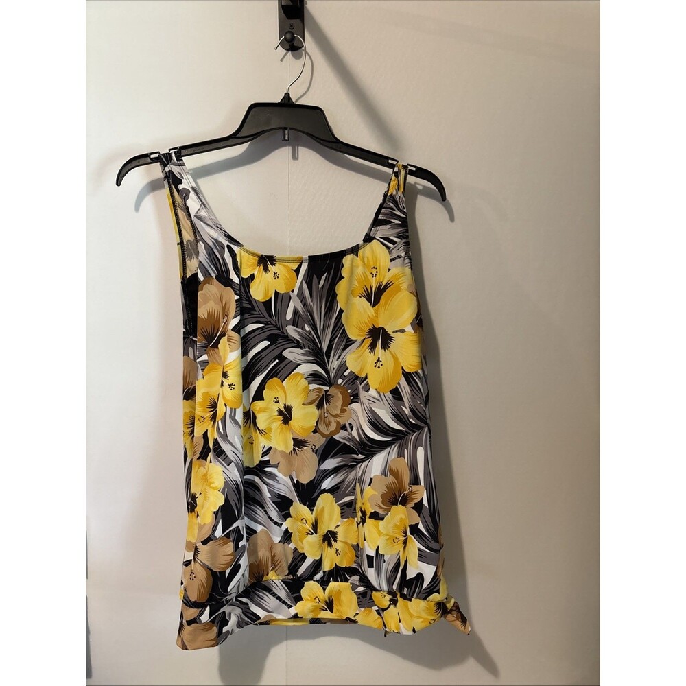 Beach Belle Yellow Floral Swimsuit Top 20W Woman Pool Summer Chest 40" Preowned
